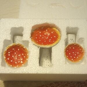 Set of Three (3) Red and White Mushroom Shelves